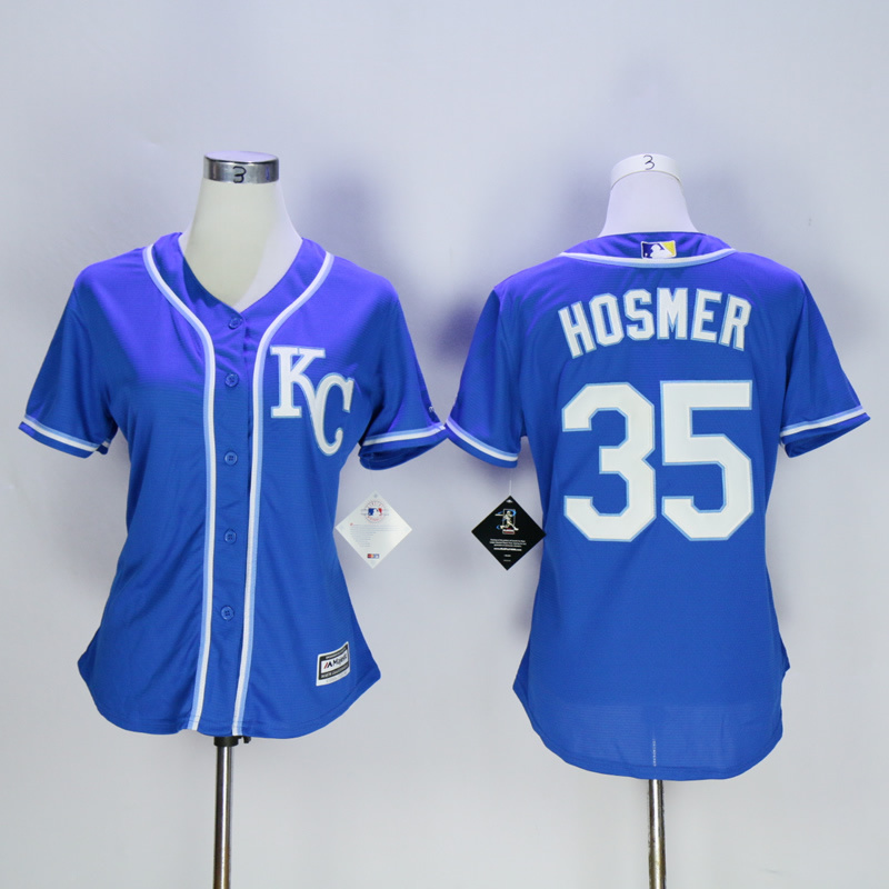 Women Kansas City Royals 35 Hosmer Blue MLB Jerseys
